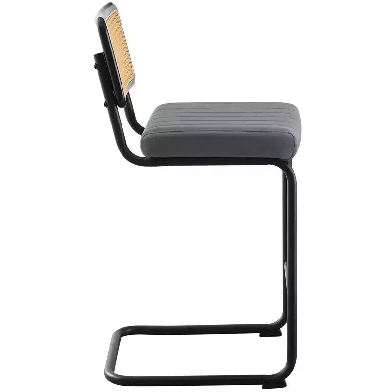 26 tabourets de bar hauteur comptoir – en rotin, velours avec dossier en cannage et structure en métal, tabourets de cuisine modernes du milieu du siècle pour îlot de cuisine