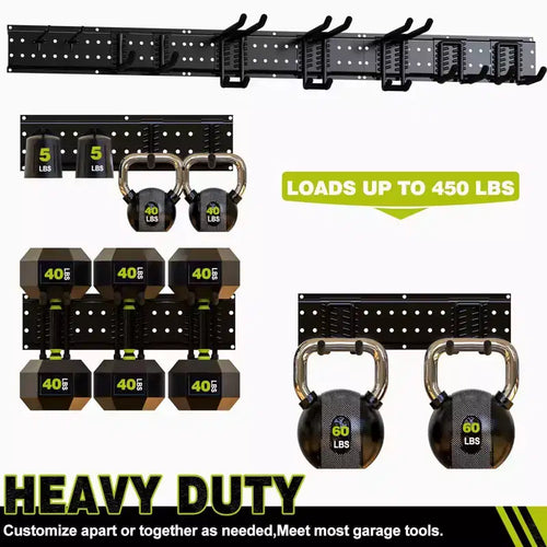 Organisateur d'outils de jardin de 122 cm, support de rangement de garage, noir