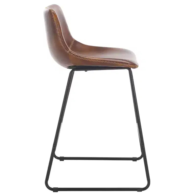 Tabouret de comptoir - Fer tapissé de cuir, sans accoudoirs, dossier rembourré, capacité de 125 kg