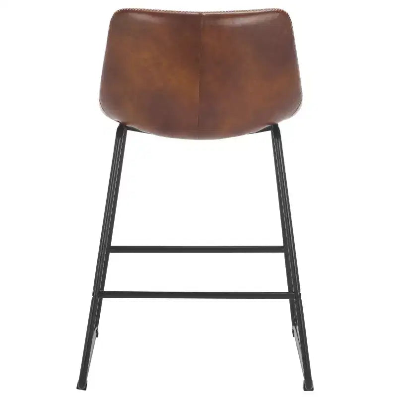 Tabouret de comptoir - Fer tapissé de cuir, sans accoudoirs, dossier rembourré, capacité de 125 kg