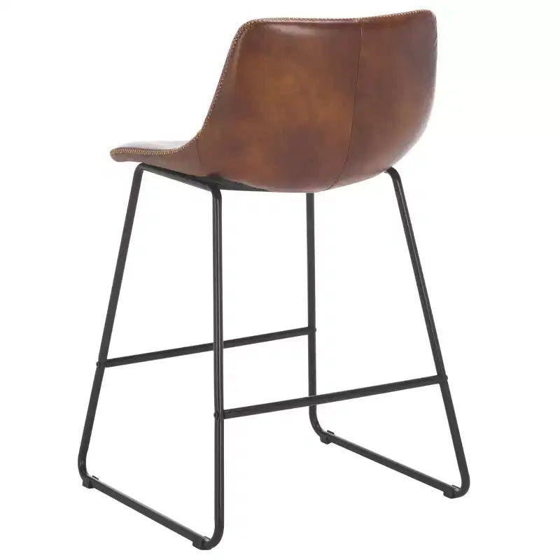 Tabouret de comptoir - Fer tapissé de cuir, sans accoudoirs, dossier rembourré, capacité de 125 kg