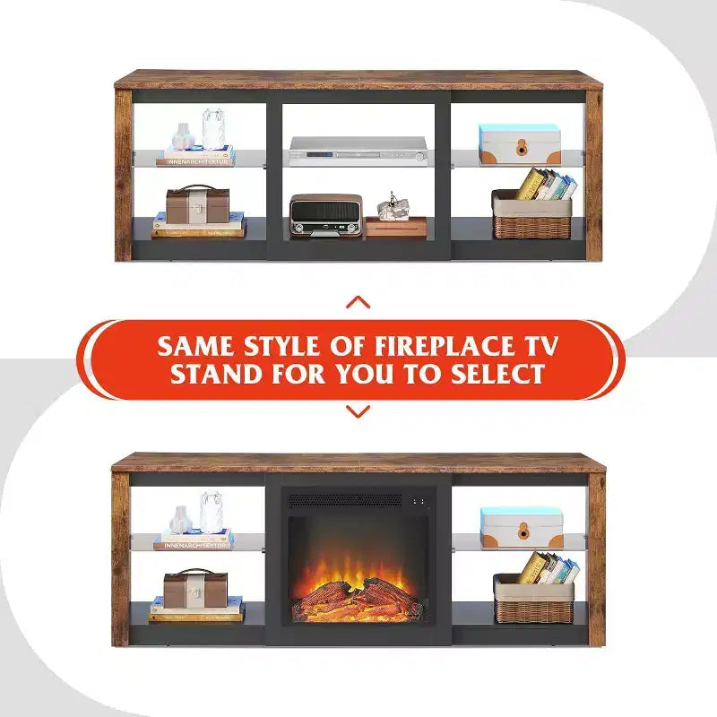 Meuble TV avec lumières LED pour téléviseurs jusqu'à 65 pouces, centre de divertissement avec étagères en verre, console TV moderne pour salon, blanc