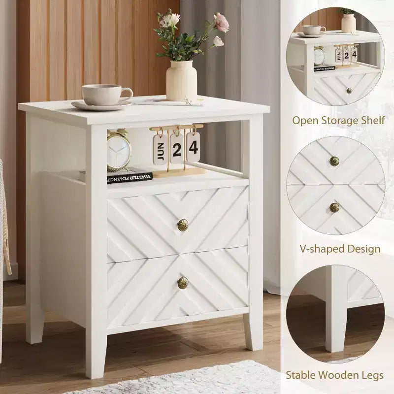 Table de chevet LED élégante avec 2 tiroirs de rangement et lumières colorées télécommandées - Parfaite pour les chambres modernes