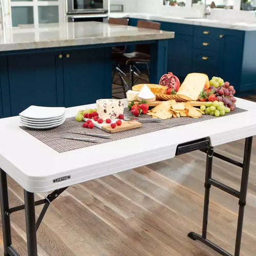 Table de 4 pi de qualité commerciale à hauteur réglable, blanche (80387)