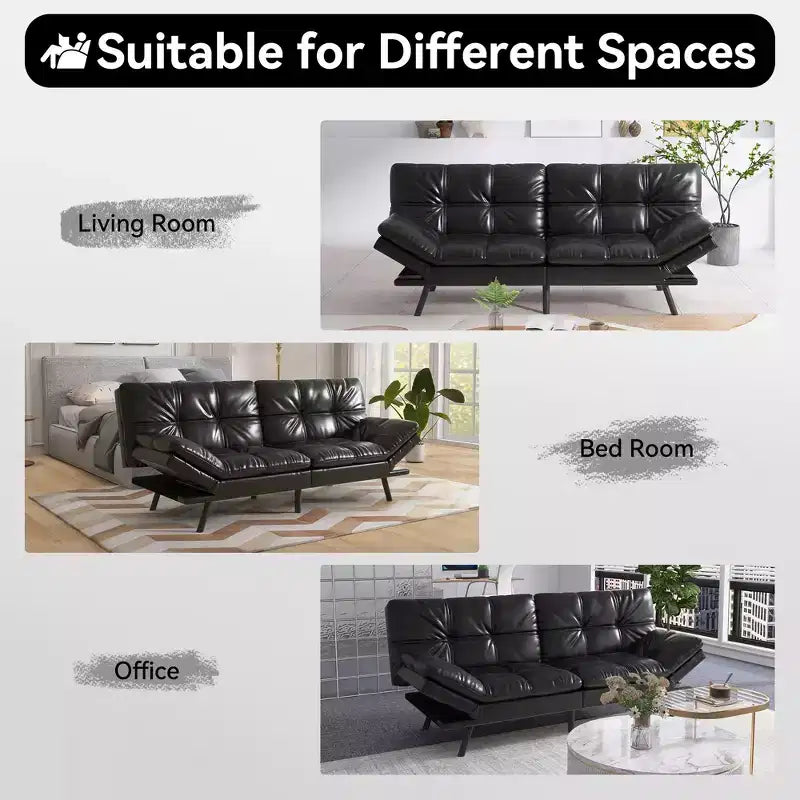 Canapé-lit futon convertible 71", futon moderne en lin avec coussin détachable, dossier et accoudoirs réglables