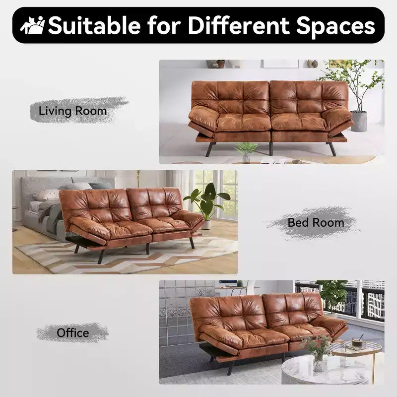 Canapé-lit futon convertible 71", futon moderne en lin avec coussin détachable, dossier et accoudoirs réglables