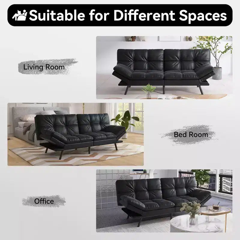 Canapé-lit futon convertible 71", futon moderne en lin avec coussin détachable, dossier et accoudoirs réglables