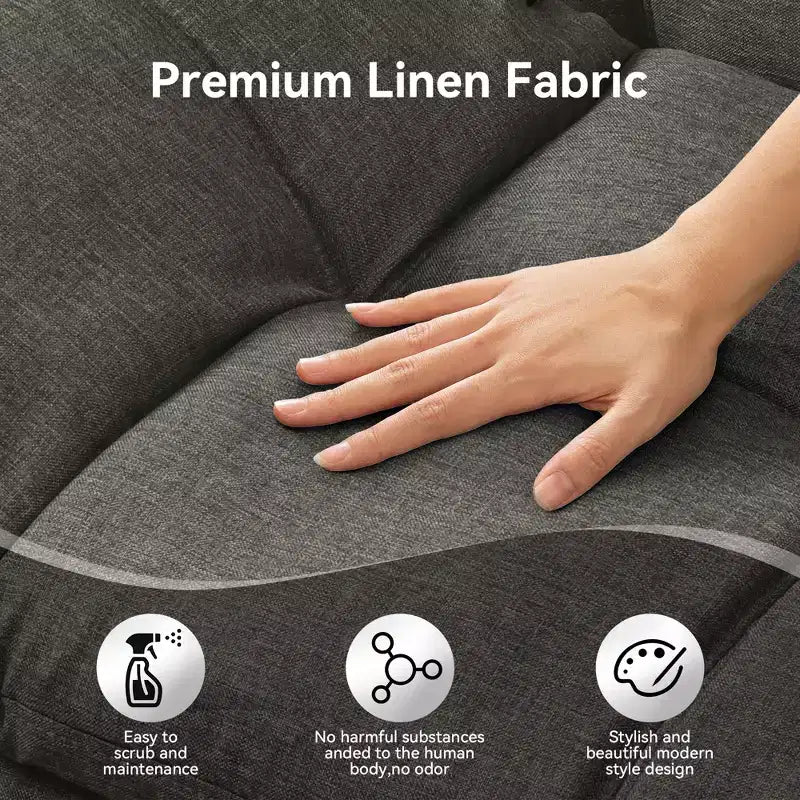 Canapé-lit futon convertible 71", futon moderne en lin avec coussin détachable, dossier et accoudoirs réglables
