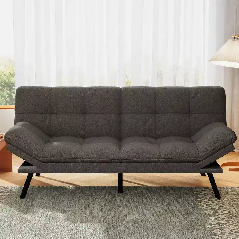 Canapé-lit futon convertible 71", futon moderne en lin avec coussin détachable, dossier et accoudoirs réglables