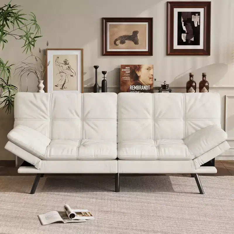 Canapé-lit futon convertible 71", futon moderne en lin avec coussin détachable, dossier et accoudoirs réglables