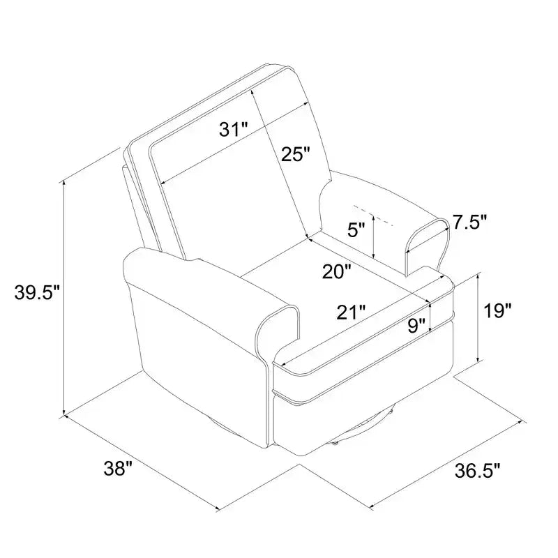 Fauteuil inclinable, pivotant et à bascule pour chambre de bébé