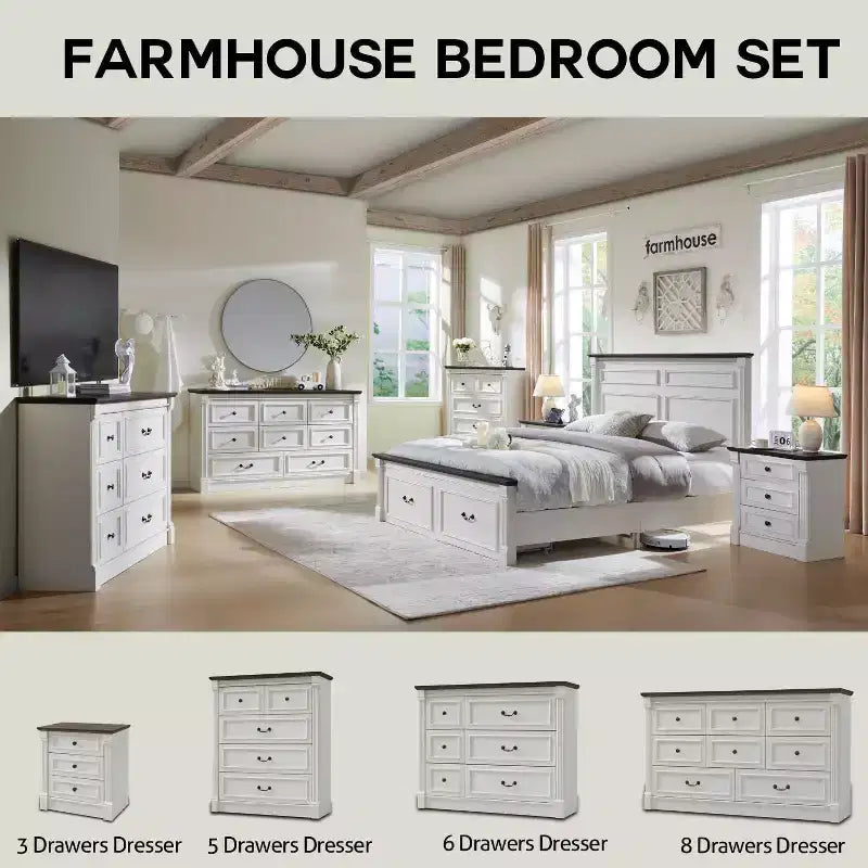 46 Commode rustique de ferme avec 5 tiroirs, armoire de rangement en bois rustique avec colonne romaine pour chambre à coucher