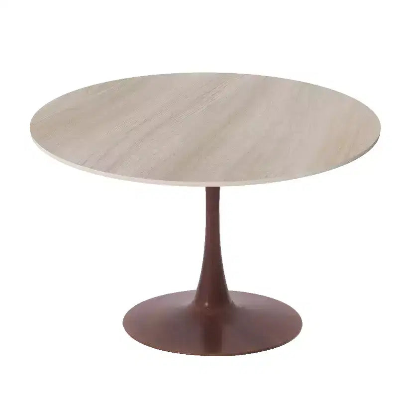 Table à manger ronde 35" avec plateau en pierre frittée et piètement en noyer pour cuisine et salle à manger modernes