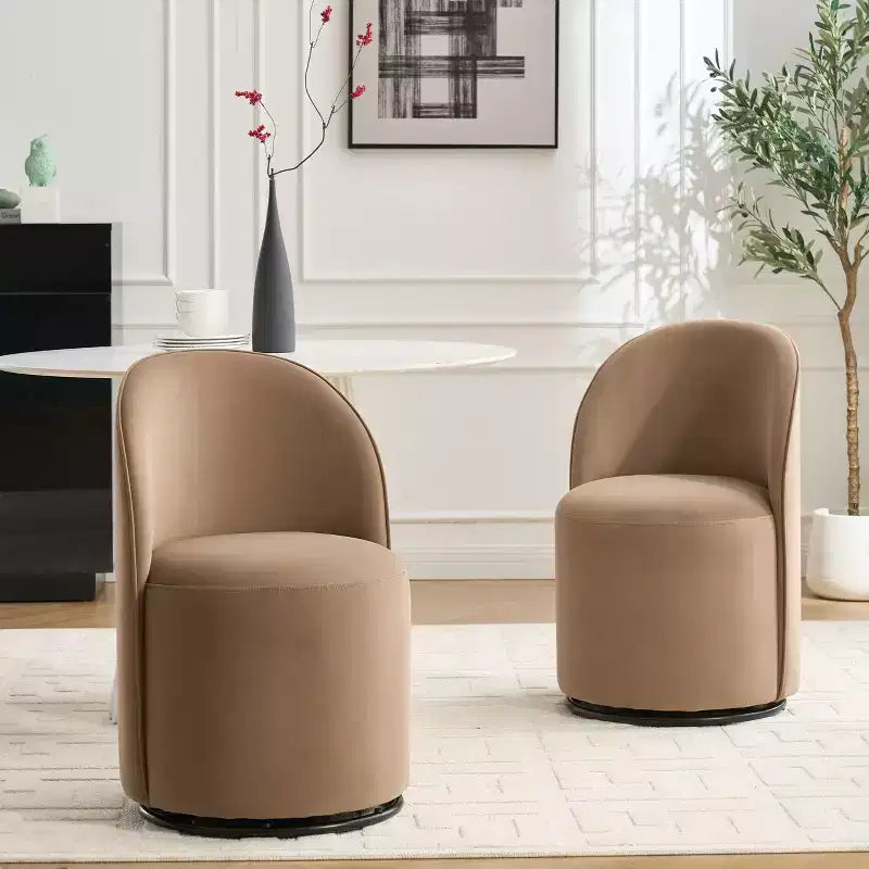 Chaises de salle à manger modernes pivotantes à 360°, chaises de cuisine confortables en velours avec coussins épais, chaise d'appoint de coiffeuse rembourrée pour chambre à coucher