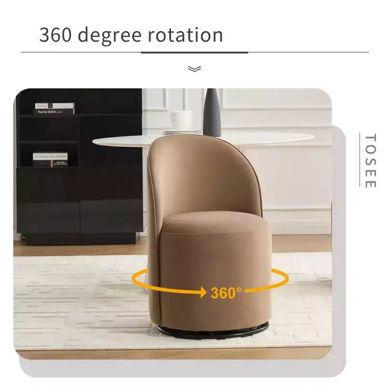 Chaises de salle à manger modernes pivotantes à 360°, chaises de cuisine confortables en velours avec coussins épais, chaise d'appoint de coiffeuse rembourrée pour chambre à coucher