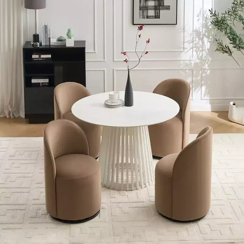 Chaises de salle à manger modernes pivotantes à 360°, chaises de cuisine confortables en velours avec coussins épais, chaise d'appoint de coiffeuse rembourrée pour chambre à coucher