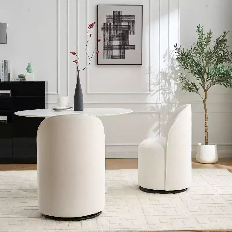 Chaises de salle à manger modernes pivotantes à 360°, chaises de cuisine confortables en velours avec coussins épais, chaise d'appoint de coiffeuse rembourrée pour chambre à coucher