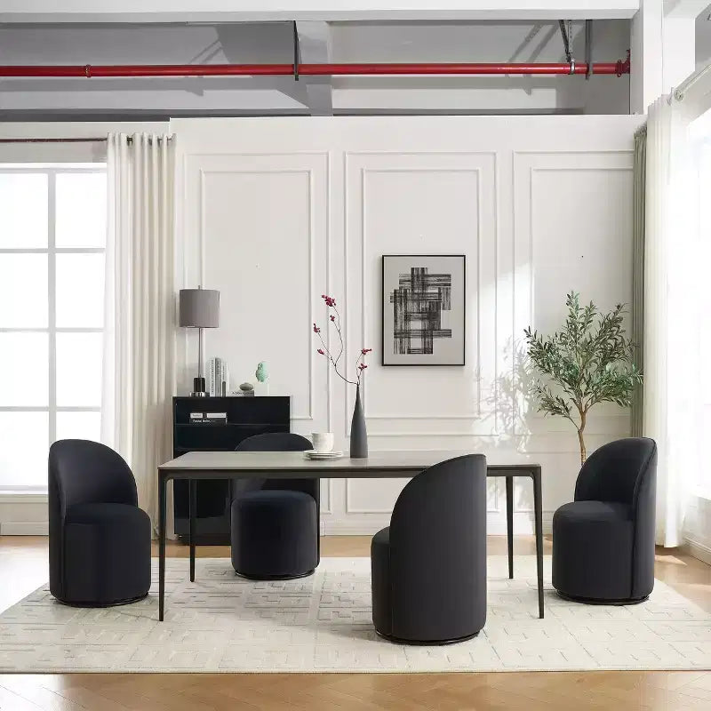 Chaises de salle à manger modernes pivotantes à 360°, chaises de cuisine confortables en velours avec coussins épais, chaise d'appoint de coiffeuse rembourrée pour chambre à coucher