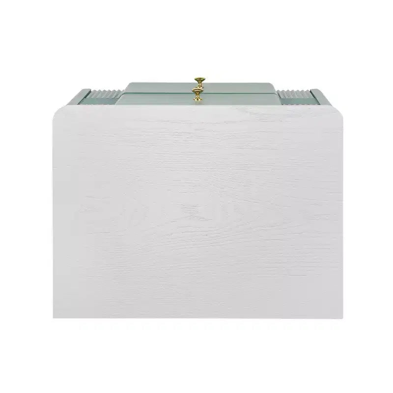Table de chevet moderne minimaliste avec 2 tiroirs de rangement, poignées et pieds en métal doré, design texturé unique