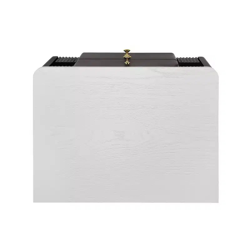 Table de chevet moderne minimaliste avec 2 tiroirs de rangement, poignées et pieds en métal doré, design texturé unique