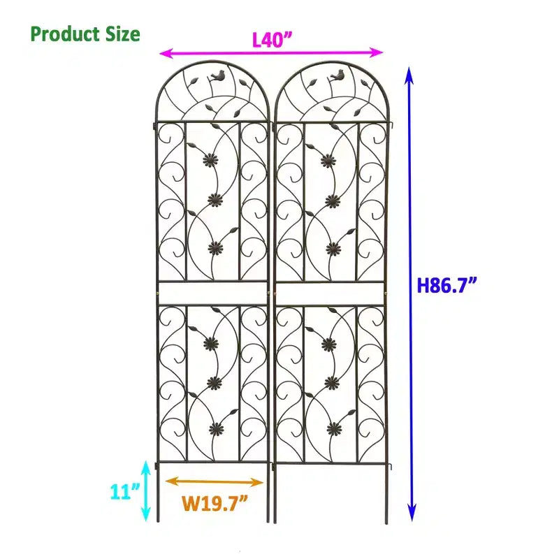 Lot de 4 treillis de jardin en métal de 220 x 50 cm – Antirouille, marron, pour plantes grimpantes et fleurs d'extérieur