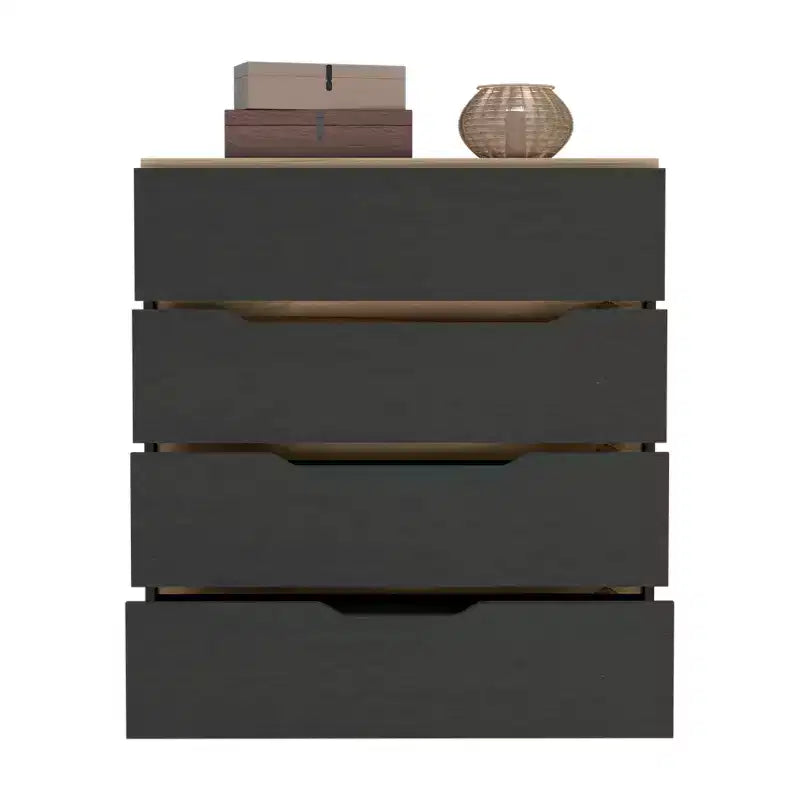 Commode 4 tiroirs Grand espace de rangement avec tiroirs spacieux, Bois manufacturé robuste, Plateau supérieur de qualité pour espaces de vie polyvalents