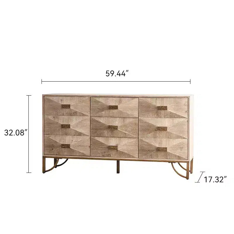 Commode et chiffonnier 6 tiroirs en bois clair Design moderne avec tiroirs coulissants fluides pour le rangement du salon/de la chambre/de l'entrée