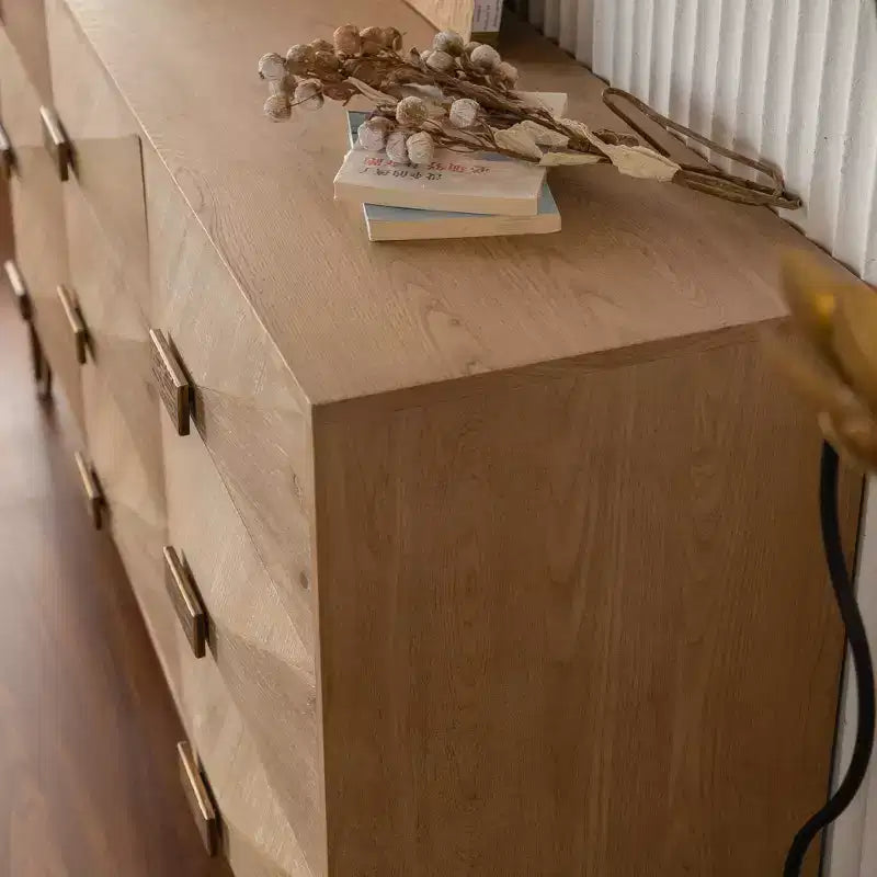 Commode et chiffonnier 6 tiroirs en bois clair Design moderne avec tiroirs coulissants fluides pour le rangement du salon/de la chambre/de l'entrée