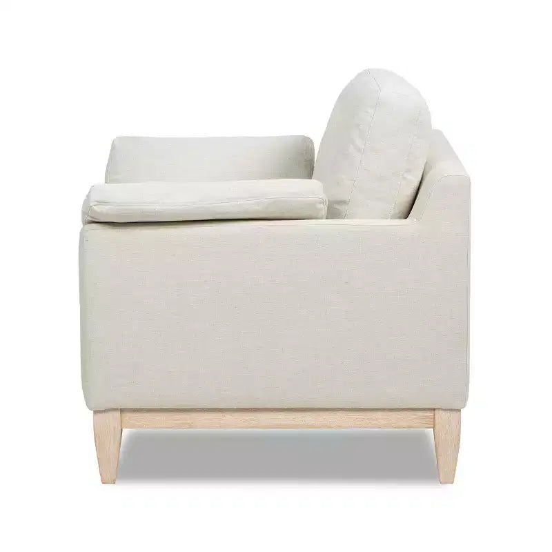 Fauteuil d'appoint large de 91 cm en lin blanc, style moderne de ferme