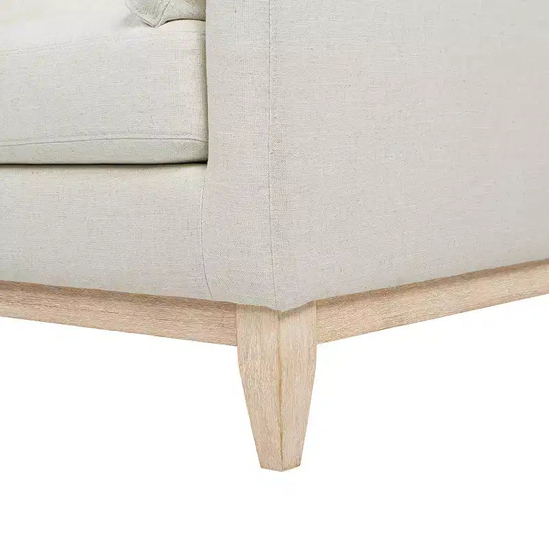 Fauteuil d'appoint large de 91 cm en lin blanc, style moderne de ferme