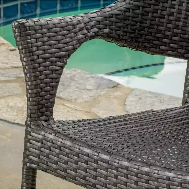Fauteuil empilable en osier PE gris 1 pièce Résistant aux intempéries Gain de place pour patio