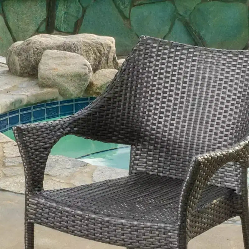 Fauteuil empilable en osier PE gris 1 pièce Résistant aux intempéries Gain de place pour patio