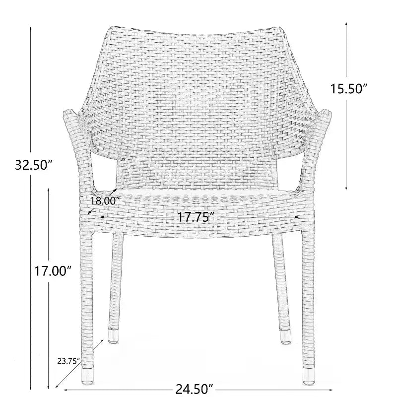 Fauteuil empilable en osier PE gris 1 pièce Résistant aux intempéries Gain de place pour patio