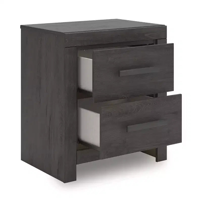 Table de chevet à 2 tiroirs coulissants fluides, anthracite