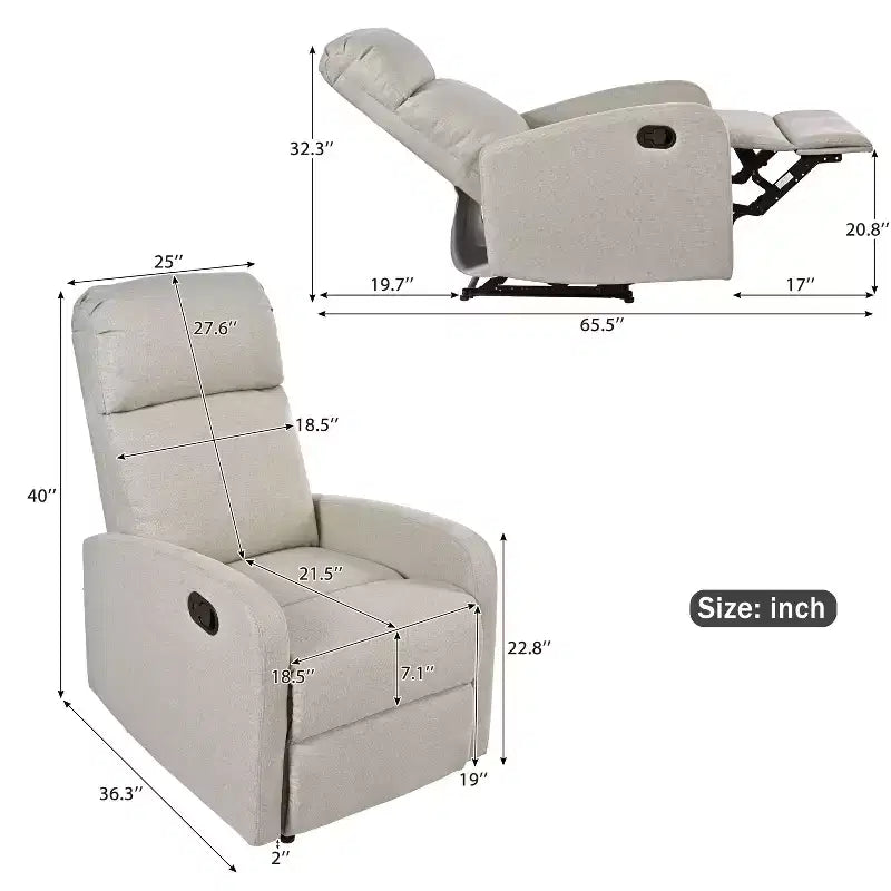 Fauteuil inclinable contemporain rembourré avec dossier réglable