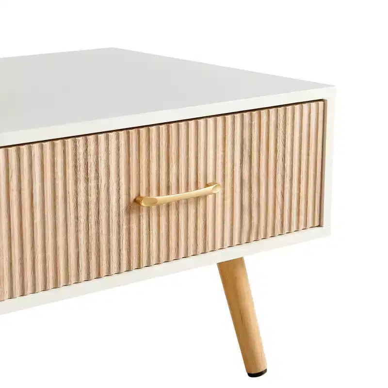 Table basse rectangulaire avec tiroir coulissant de rangement Blanc