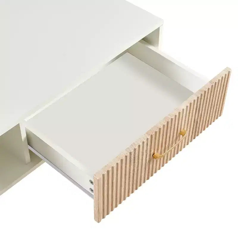 Table basse rectangulaire avec tiroir coulissant de rangement Blanc