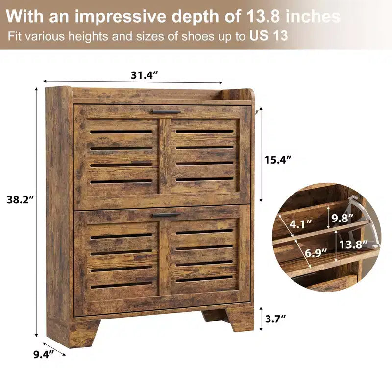 Meuble à chaussures avec 2 tiroirs basculants, meuble de rangement à chaussures mince autoportant et caché avec crochets pour le foyer, le couloir, le garage